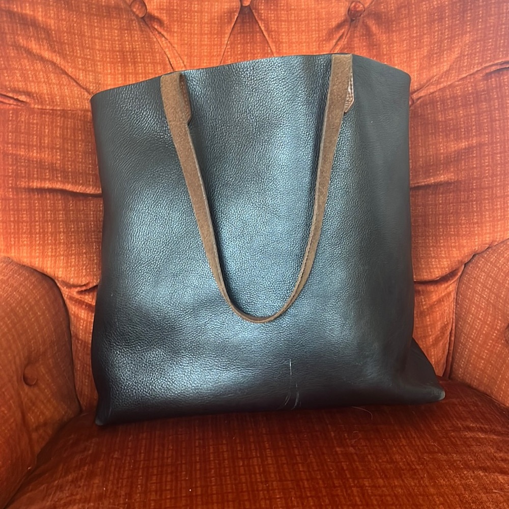 Black 100% Leather Madewell Transport Tote